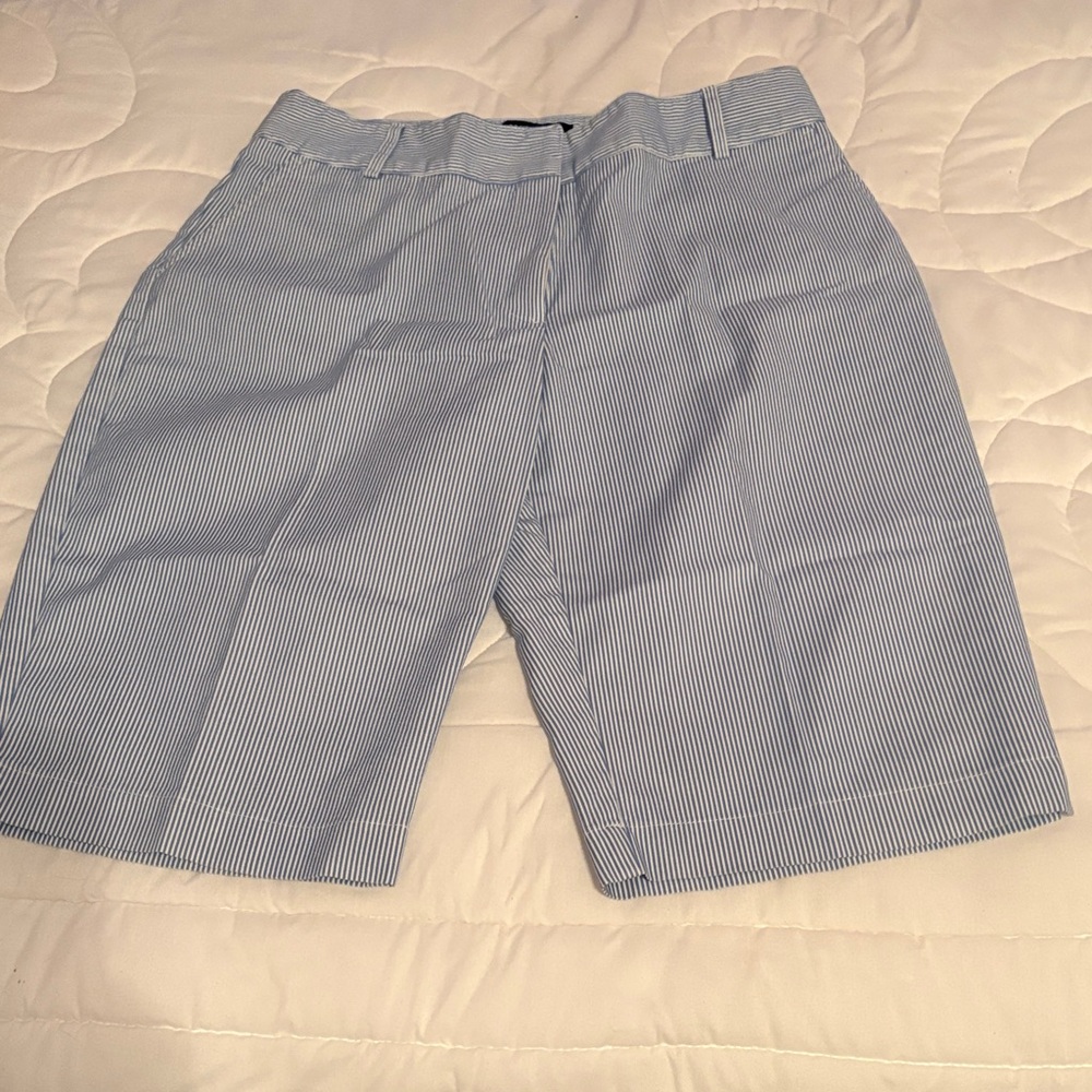 Briggs New York Light Blue and White Pinstripe Women's Bermuda Shorts